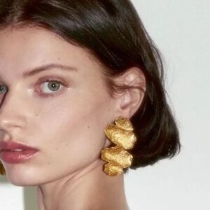 Abstract Textured Golden Earrings